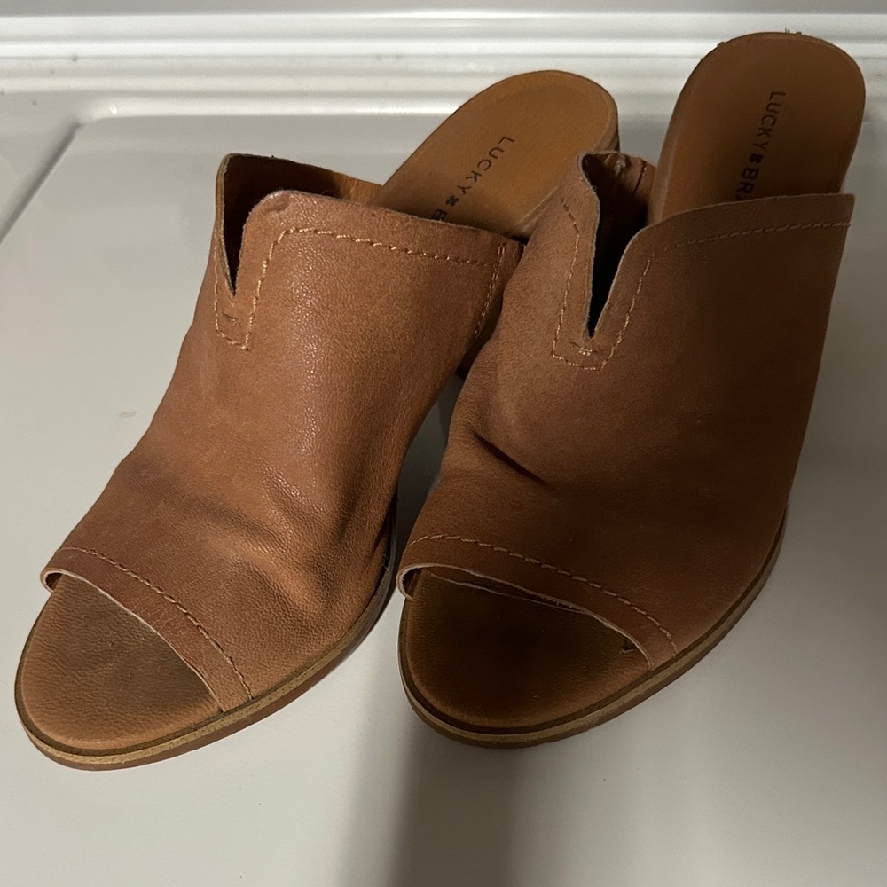 Lucky Brand Women's Brown Open-Toe Mules